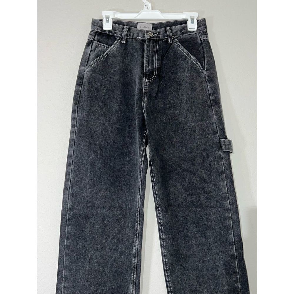 feeling design by korea black denim wide leg jean girl's wear